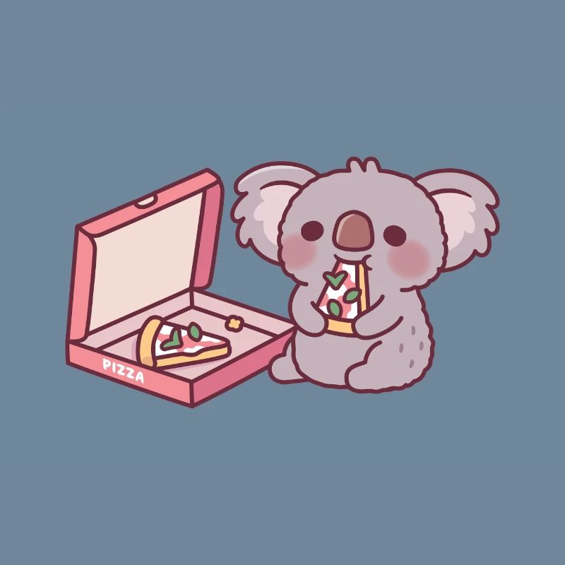 Mignon Koala Ours Mangeant Pizza