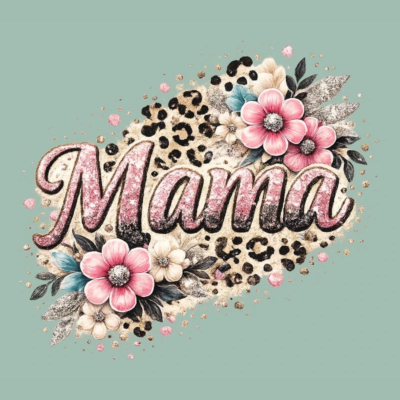 Mama Glitter Leopard Blumen Muttertag Geschenk 