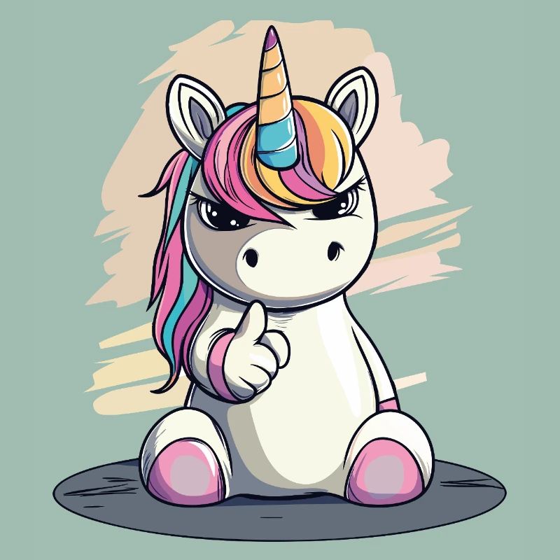 Licorne effrontée avec index – Mignon et cool