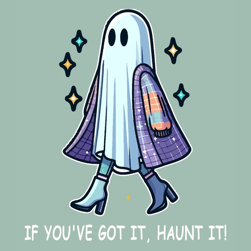 Chic ghost in boots and jacket