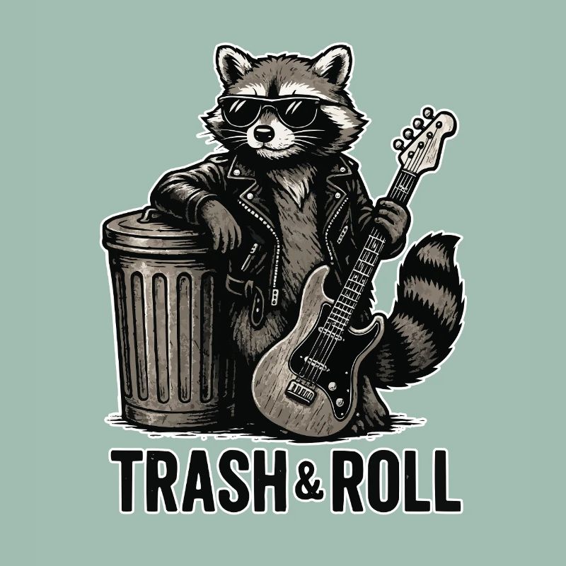 Trash & Roll Raccoon with Guitar