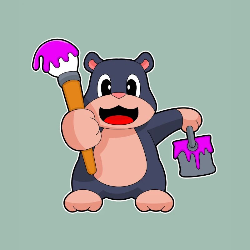 Mole, Painter, Brush, Paint