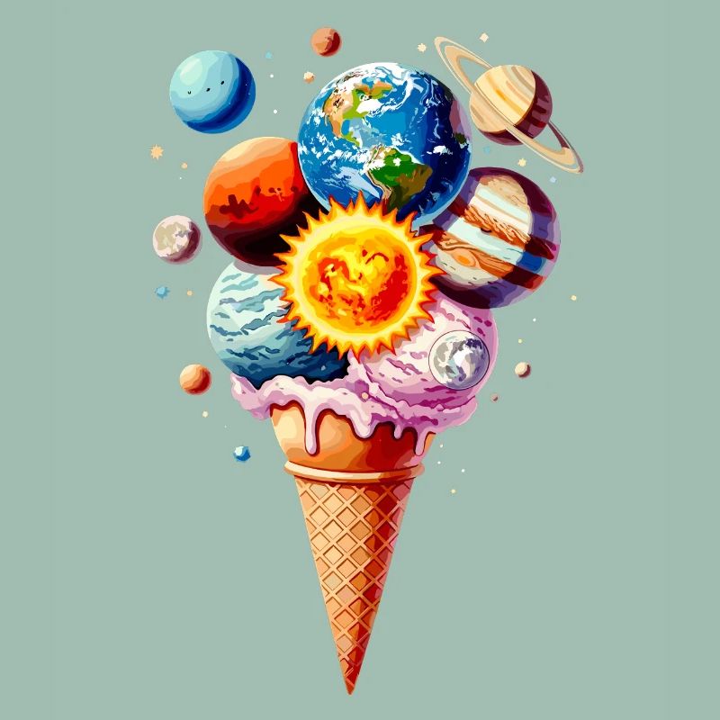 Planeten Eiscreme Waffel Eis