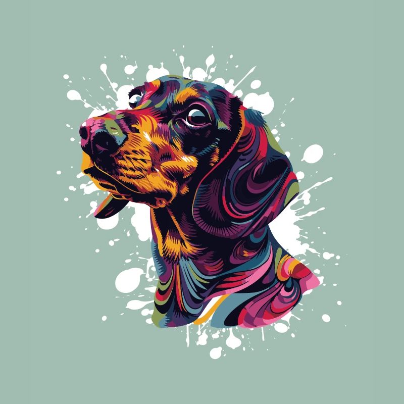 Tête de chien colorée éclaboussures Art