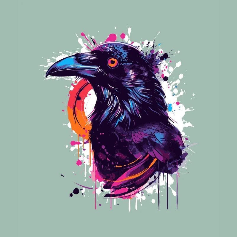 Explosion de couleur Corbeau Éclaboussure de néon