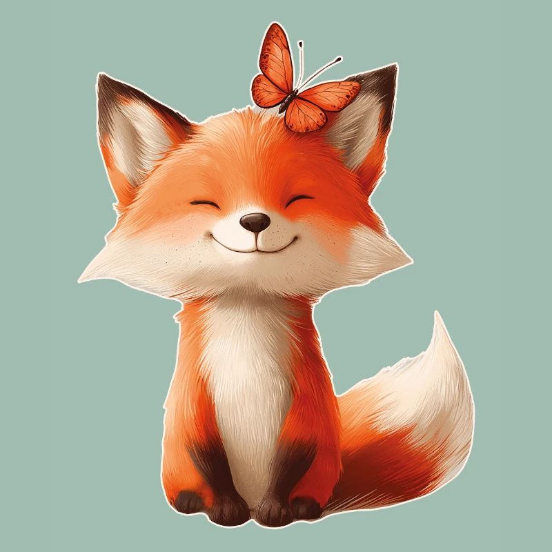 Fuchs mit Schmetterling