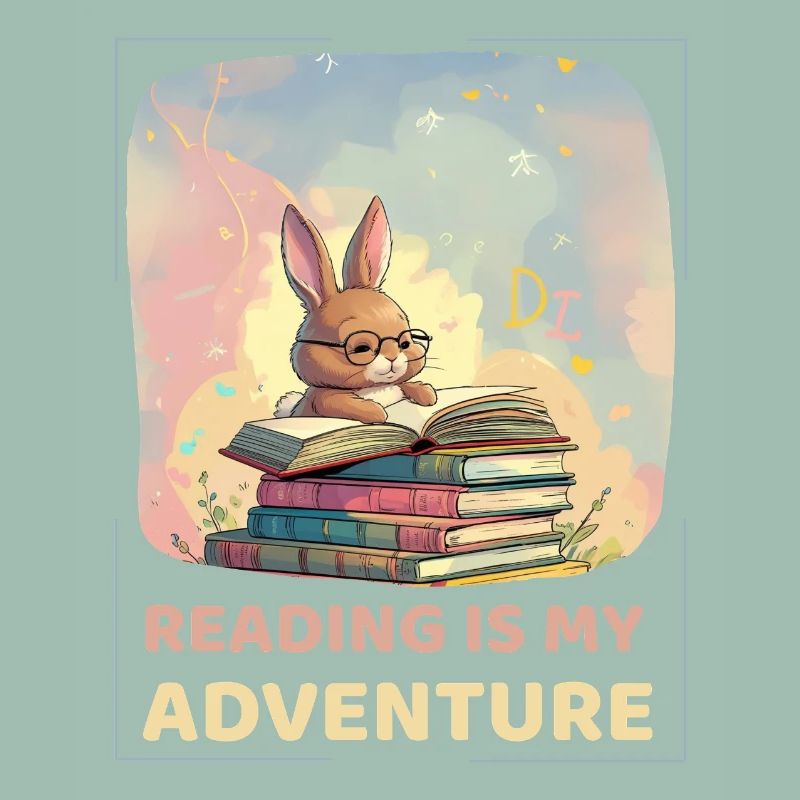 Lecture de lapin avec style aventure