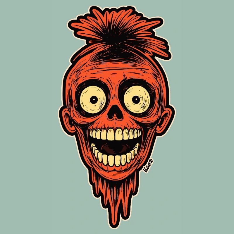 Crimson Skull Mohawk Mascot