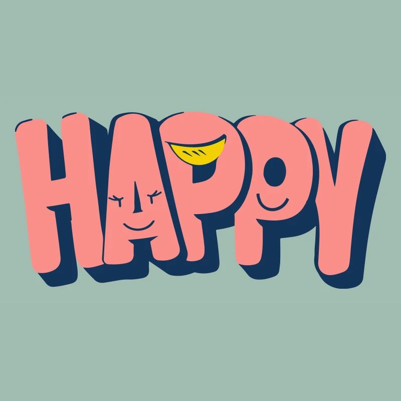 Happy Text with Faces