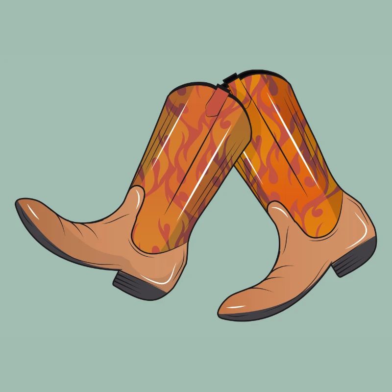 extravagant western boots with flame pattern