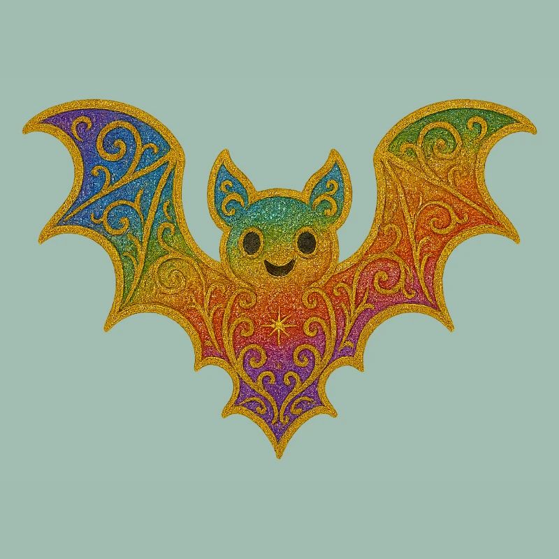 Regenbogenfledermaus mit Glitterrand