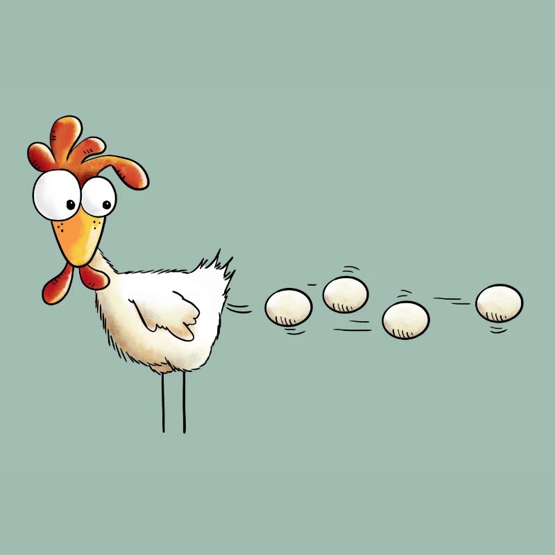 Poule pond un oeuf dessin animé