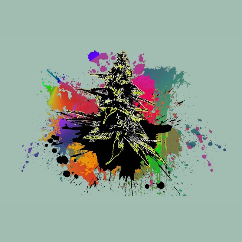 Graffiti de cannabis avec éclaboussures de peinture