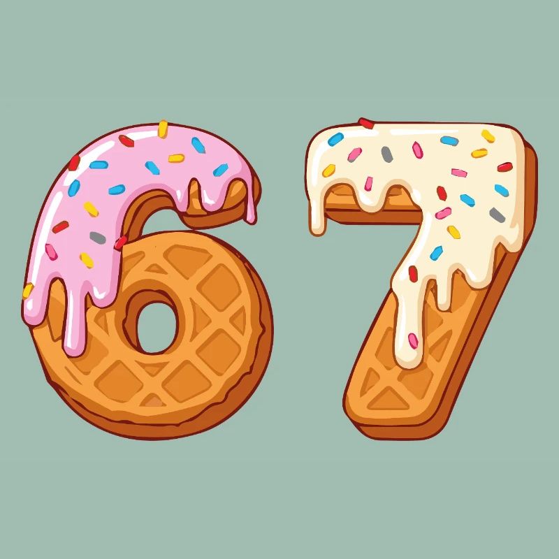 67 - Sixty Seven Number 67 Waffle Ic-e Cream Six 