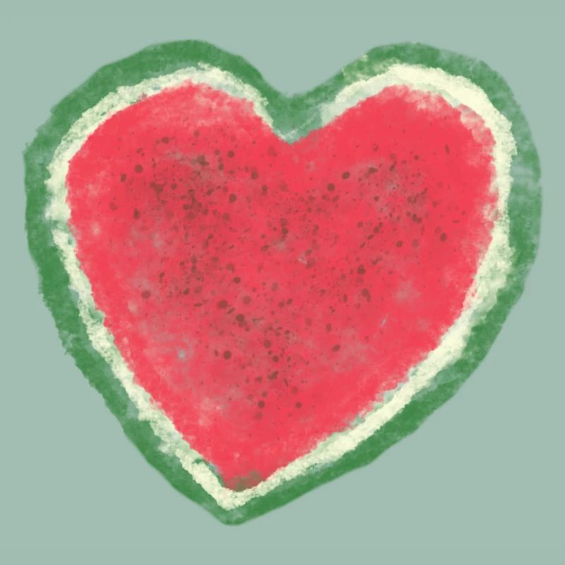 Melon, Pastèque, Aquarelle, Cœur