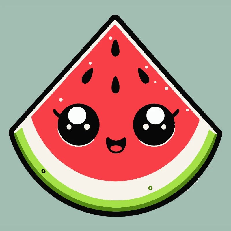 Pastèque kawaii sourire éclatant