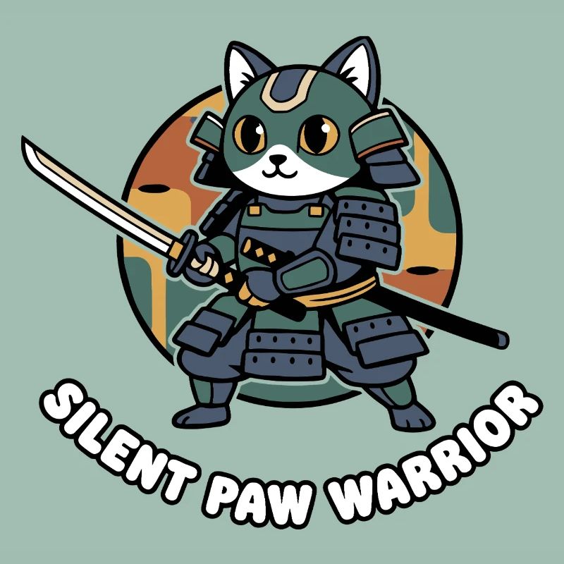 Stiller Pfoten Samurai-Krieger Katze