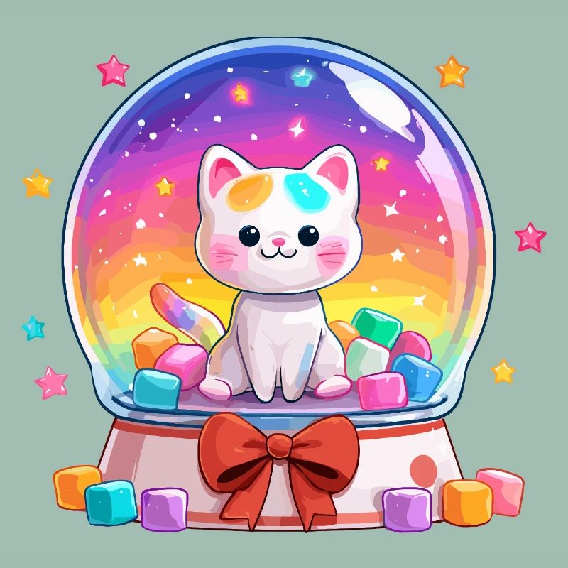 Regenbogen Katzen Snowglobe