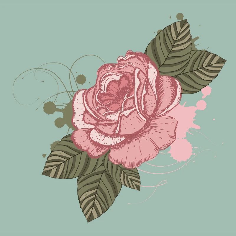 Nostalgic vintage rose with graffiti elements