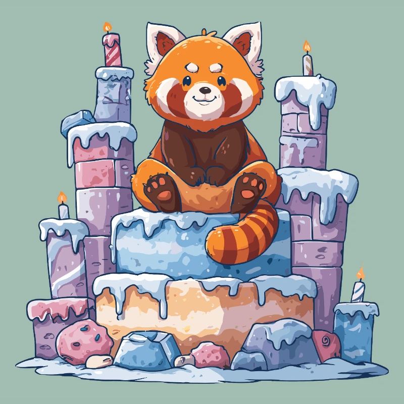 Roter Panda auf Eis-Torte
