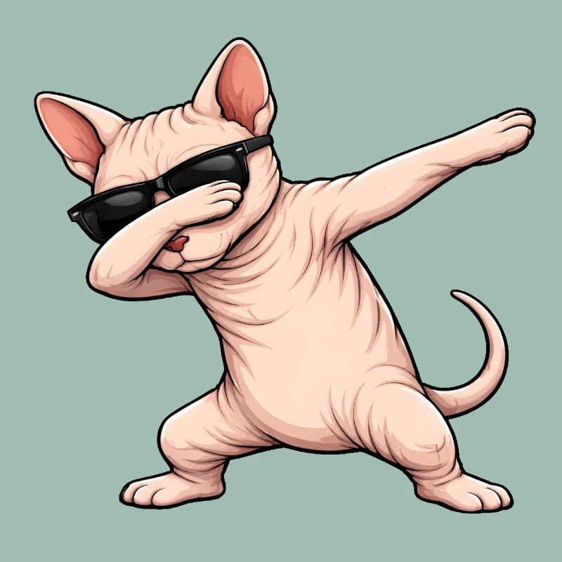 Dabbing Sphynx Katze
