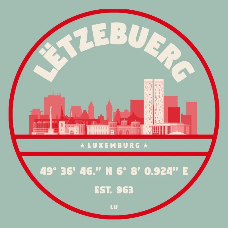 Luxembourg skyline emblem with coordinates