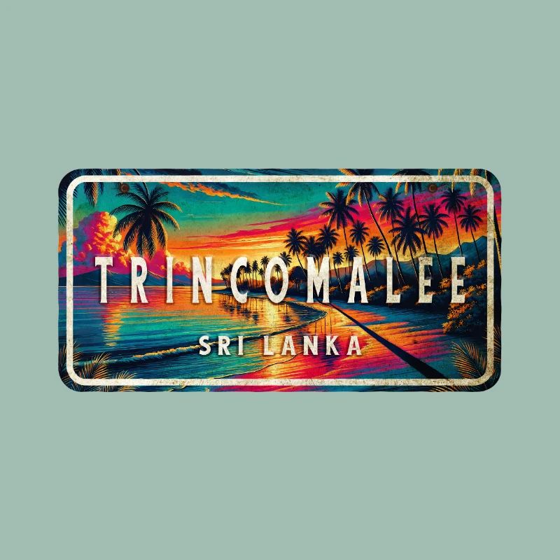 Trincomalee Beach Sunset Schild