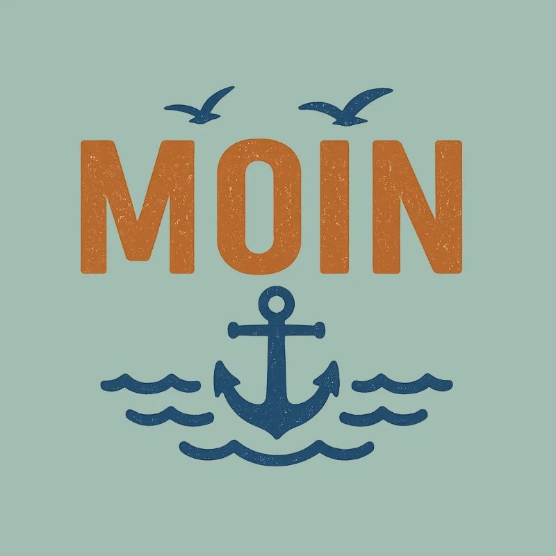Conception de moin maritime avec ancre et oiseaux