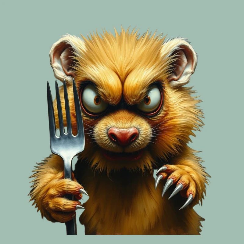 Horror-Hamster mit Gabel