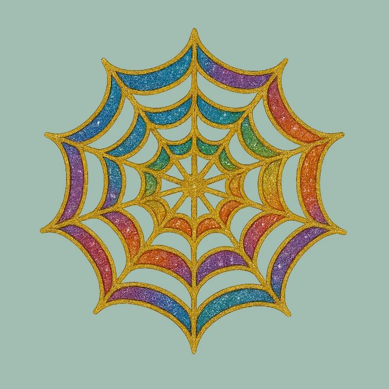 Spider Web | Rainbow Spider Web Gold Glitter