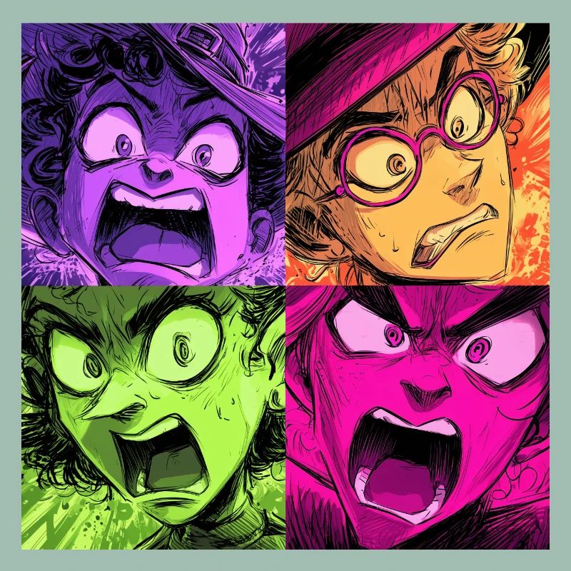 Color Explosion Screams Collage Witches