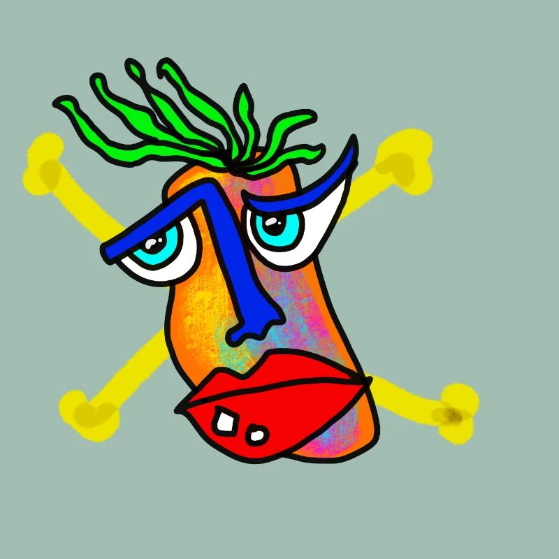 Buntes Gesicht mit Knochen-Backdrop