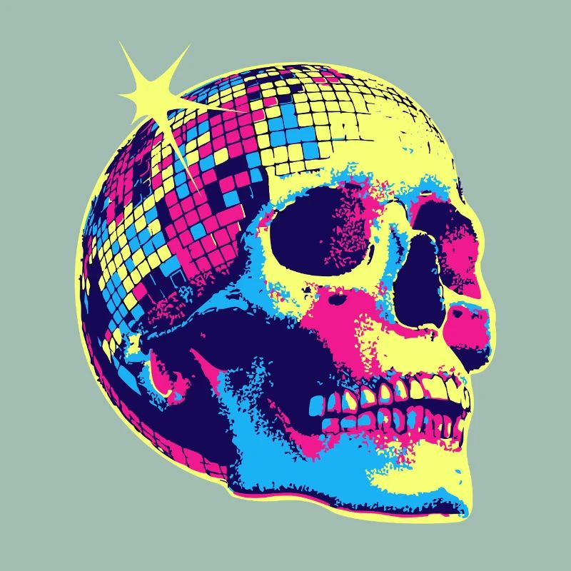 Crâne disco néon