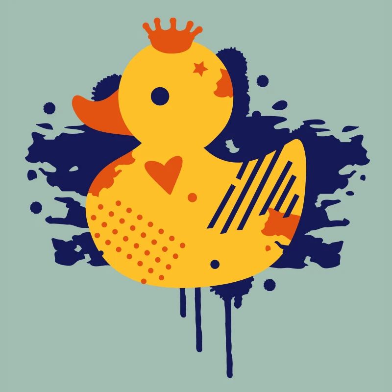 A duck with a crown as a graffiti