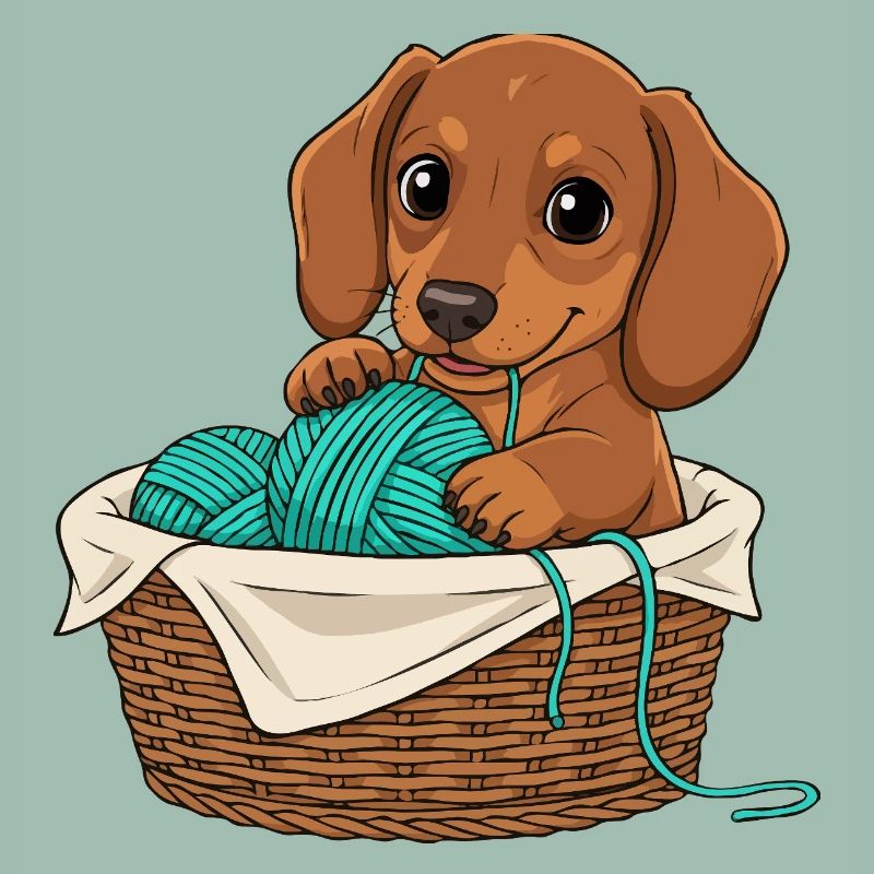 Chiot teckel dans un panier