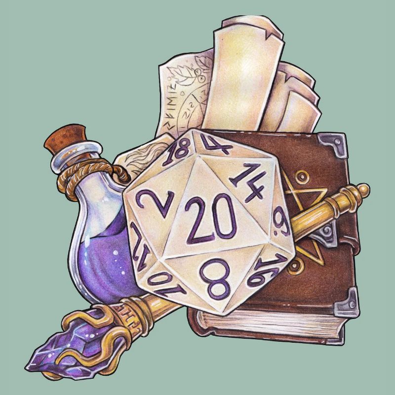 Wizard pour cadeaux de dés D20 sur table de jeu de rôle
