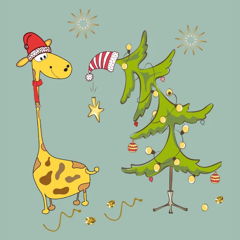 Giraffe with Christmas tree