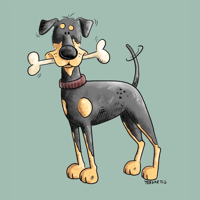 Doberman or Pinscher with bone