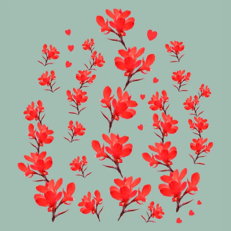 red floral pattern hearts garlands floral pattern