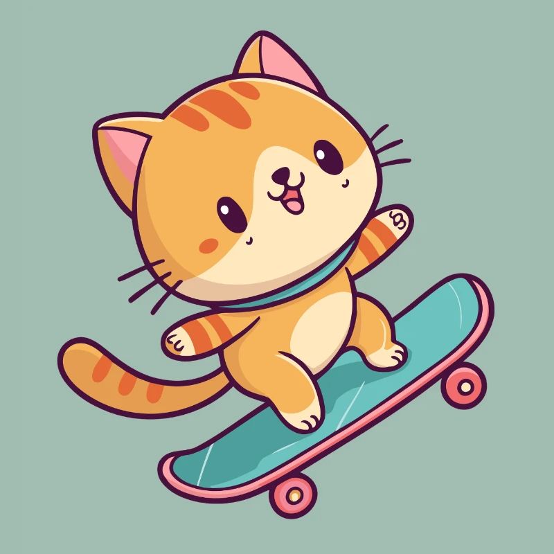 Buntes Skateboard-Kätzchen