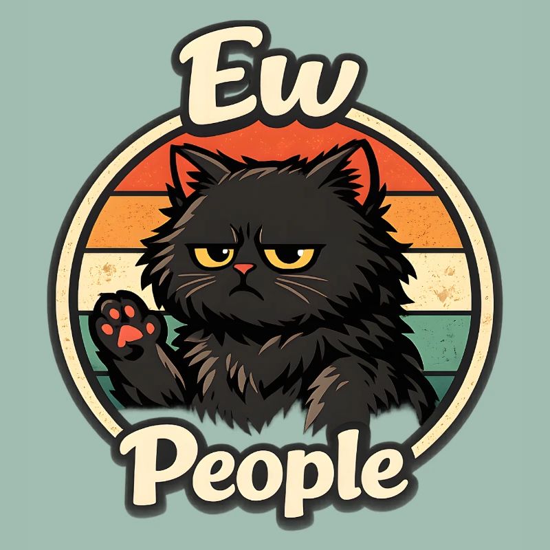 Grumpy retro cat in sunset