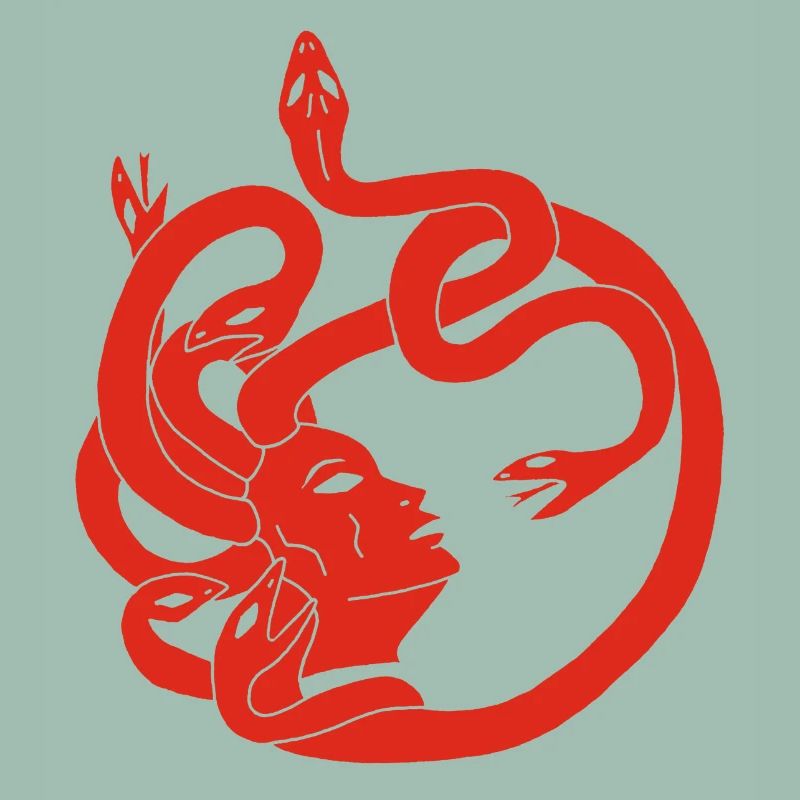 Frau mit Schlangenhaar (rot)