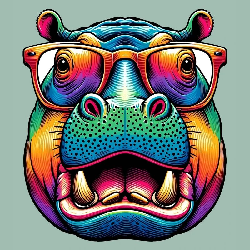 Nilpferd mit Brille