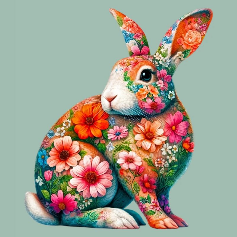 Lapin décoré de fleurs