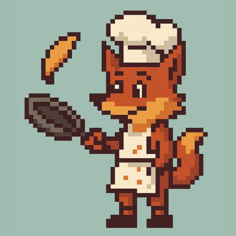Pixelated Kitchen Chef Fox
