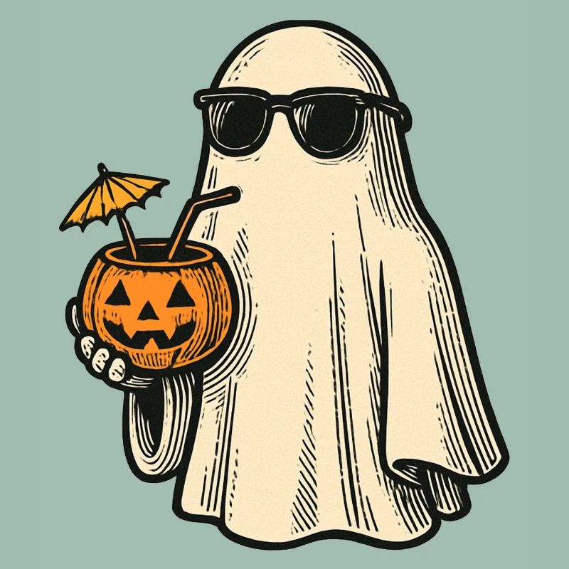 Cooles Halloweengespenst mit Cocktail