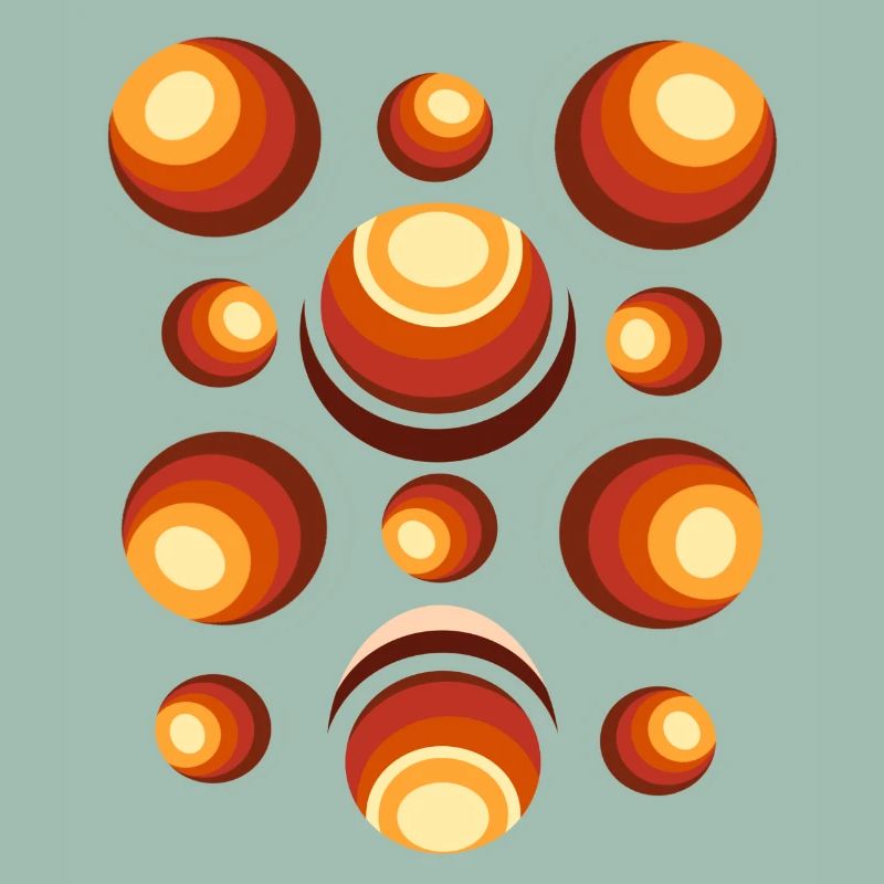 Retro Circle Pattern 70s Crescent