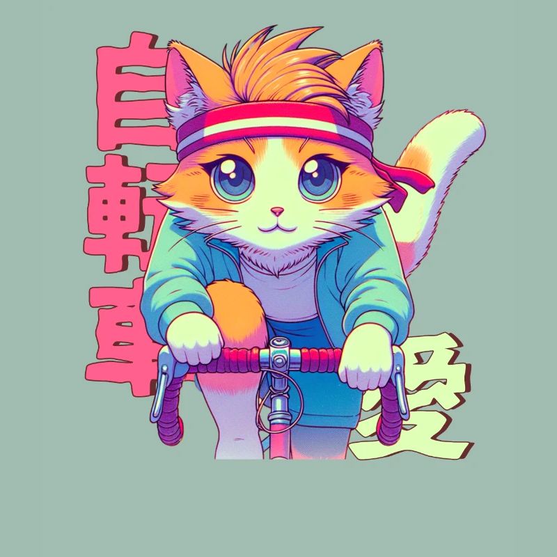 Radfahrender Anime Katze Neko