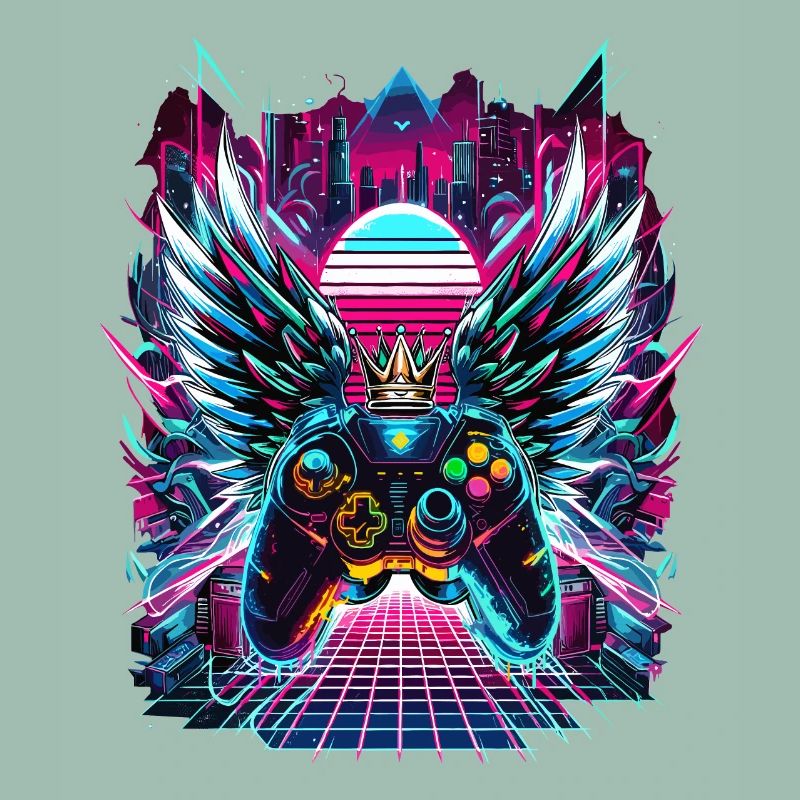 Synthwave Sunset Gamer Controller