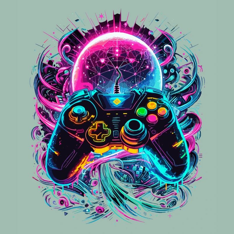 Synthwave Cyberpunk Gaming Controller